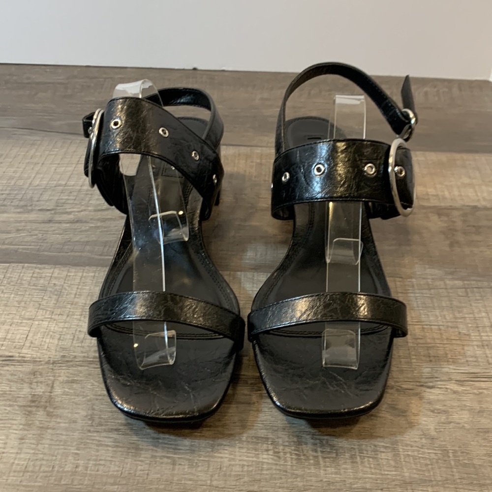 Topshop black leather block heel sandals size 42 - Picture 2 of 9